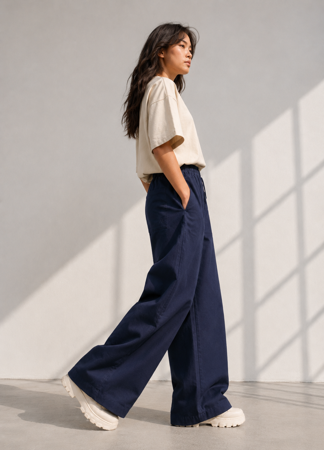 Women wide Leg  Pants Navy 517