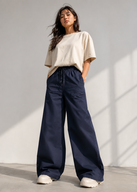 Women wide Leg  Pants Navy 517