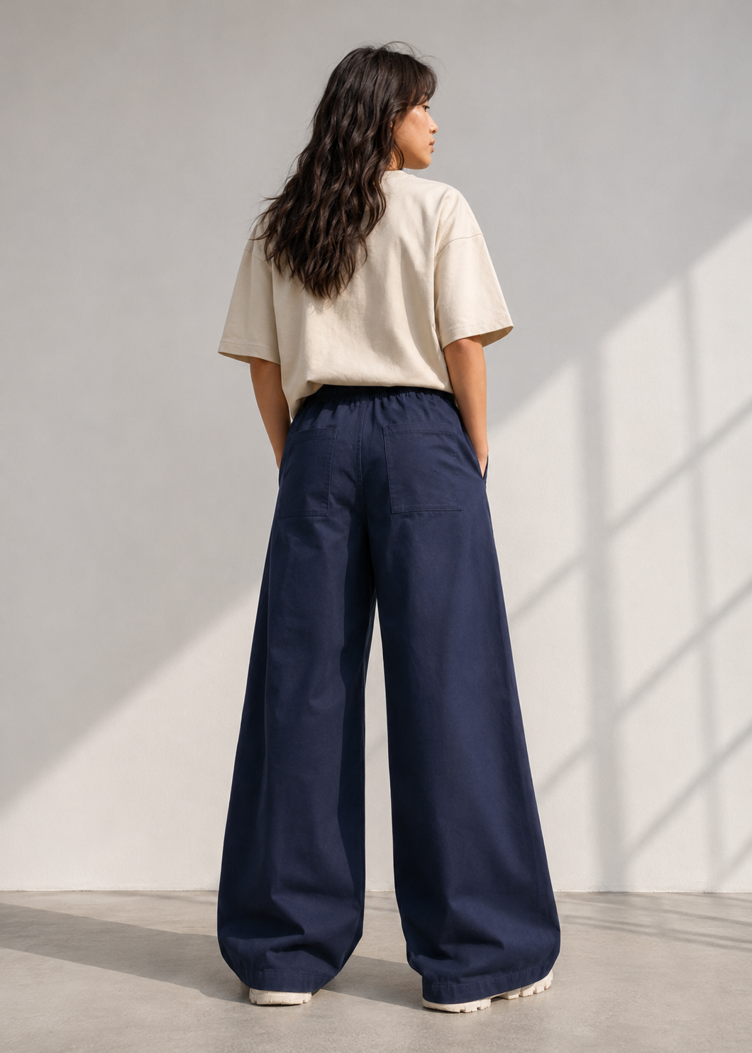 Women wide Leg  Pants Navy 517