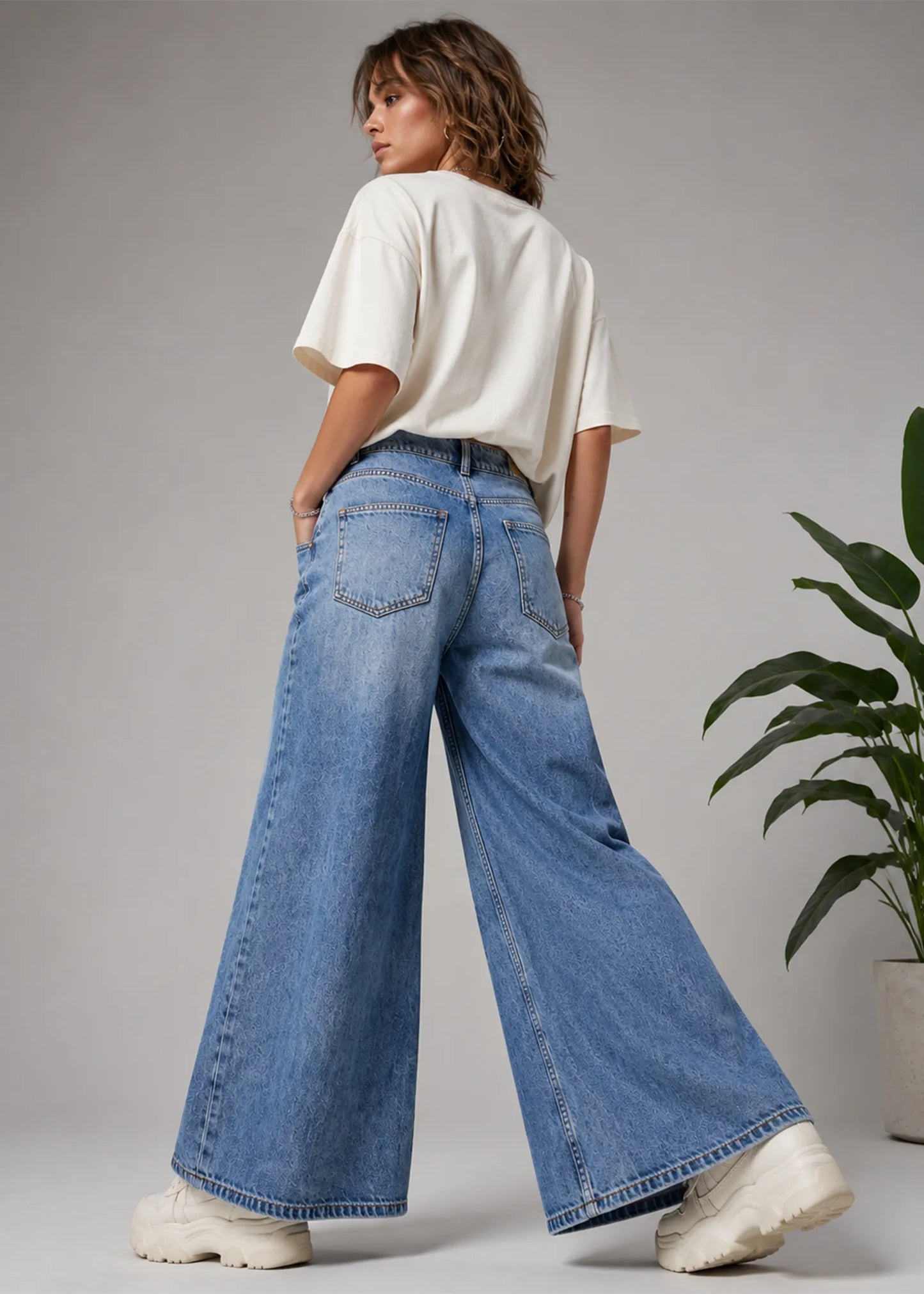 YESZEE Women Wide Leg Jeans Blue Dia 542