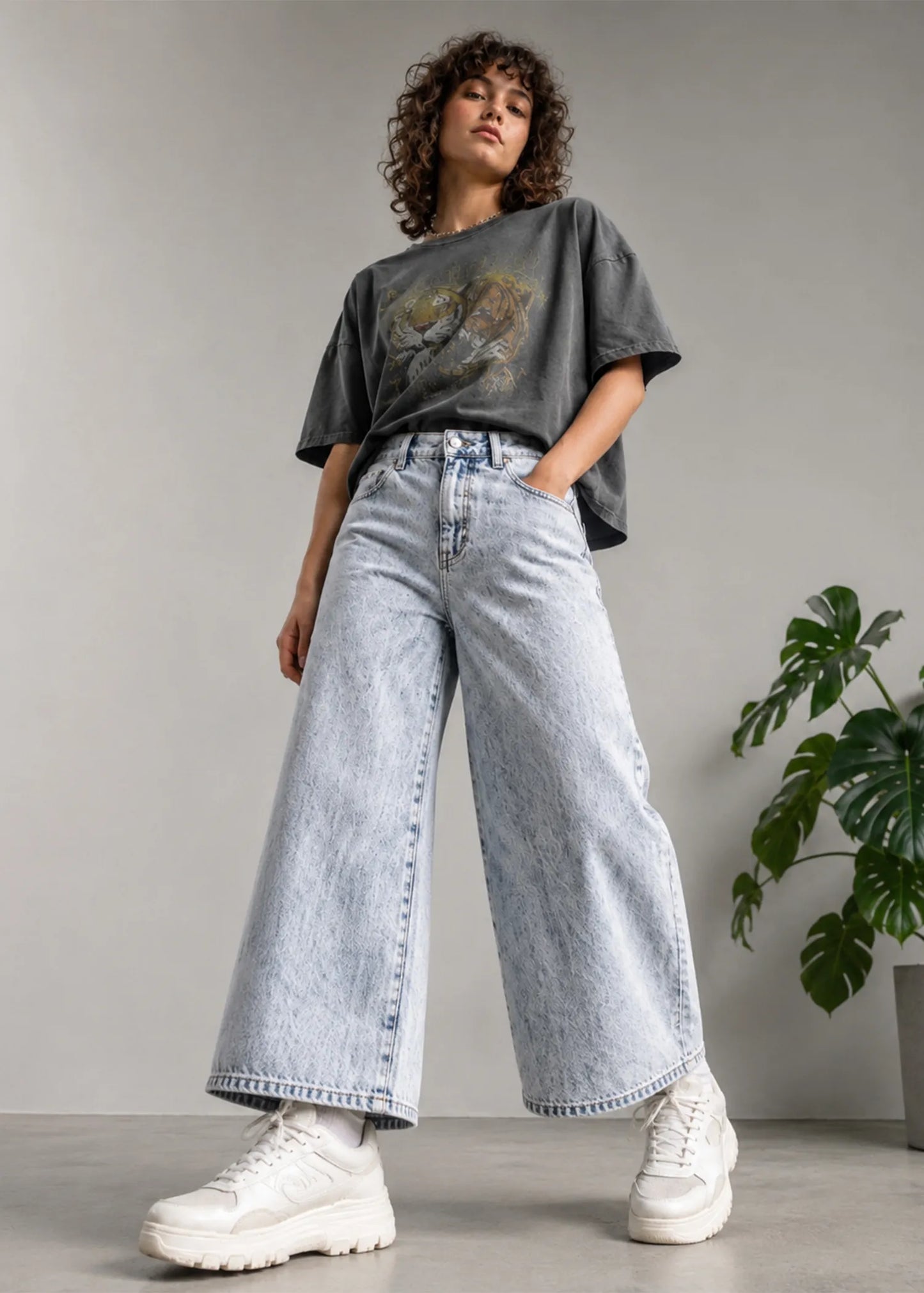 YESZEE Women Wide Leg Jeans Light Blue Dia 541