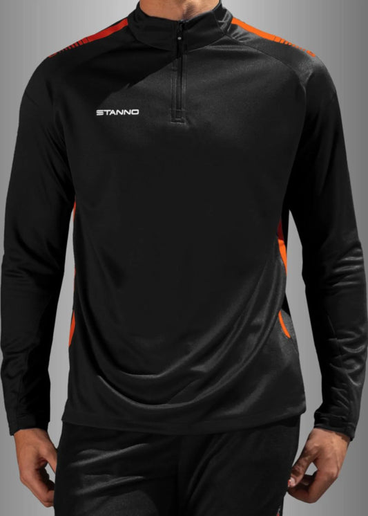 Stanno-Men Quarter Zipper Black Orange ST