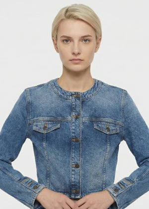Guess-Women Denim Crop Jacket Blue