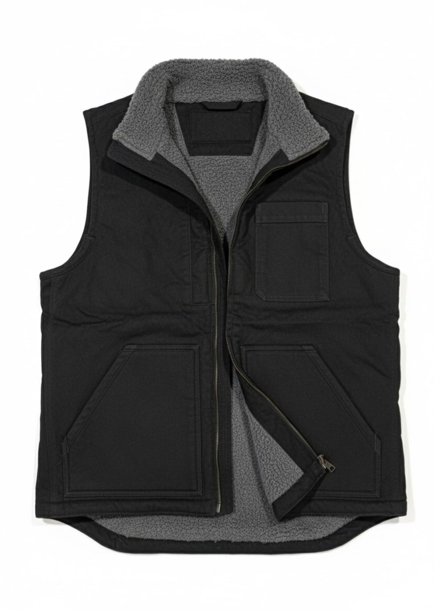 Milwaukee-Plus Size Men Furr Sleeveless Jacket Black
