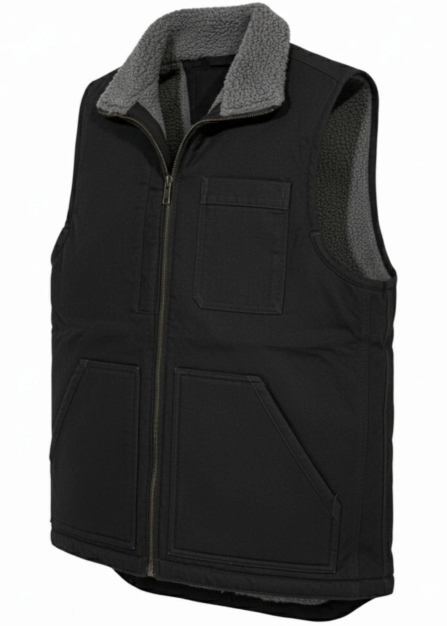 Milwaukee-Plus Size Men Furr Sleeveless Jacket Black