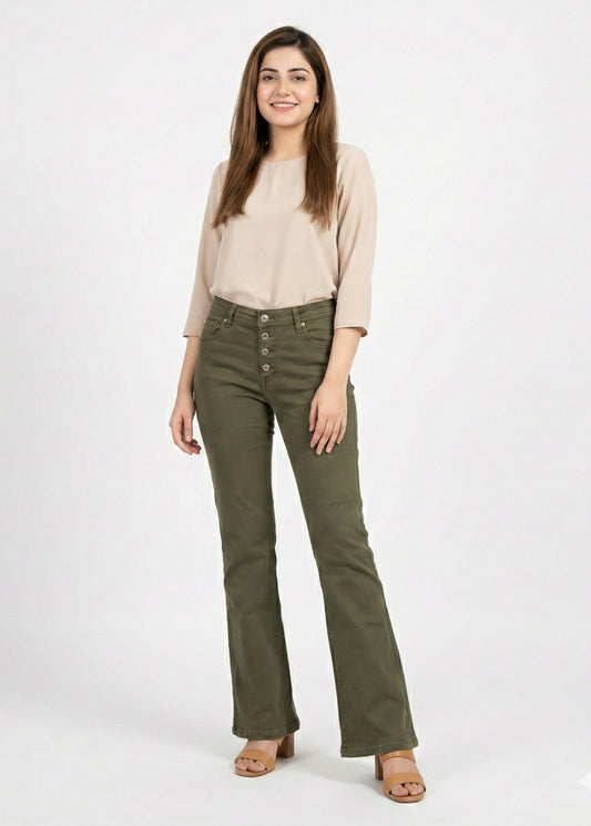 Gaudi-Tall Women Bootcut Jean Olive Dia 110