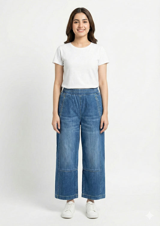 Pilcro-Short Barrel Blue Jeans Trouser 130