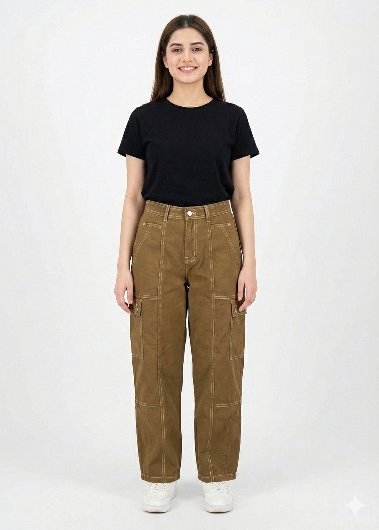 Pilcro-Brown Cargo Jeans Mom Fit Dia 244