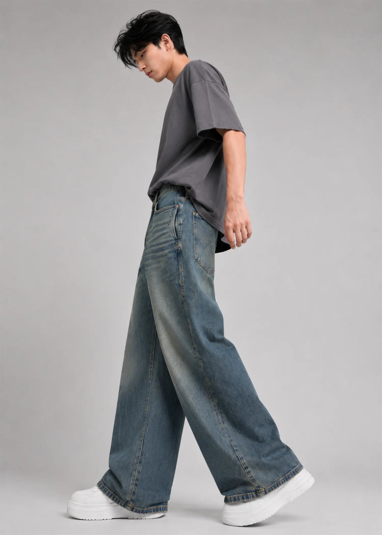 Wrangler Men Loose Fit Jeans Vintage Washed Blue US 596
