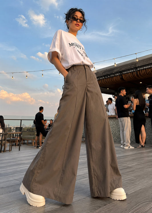MAG-Women Palazzo Wide Leg pants Brown