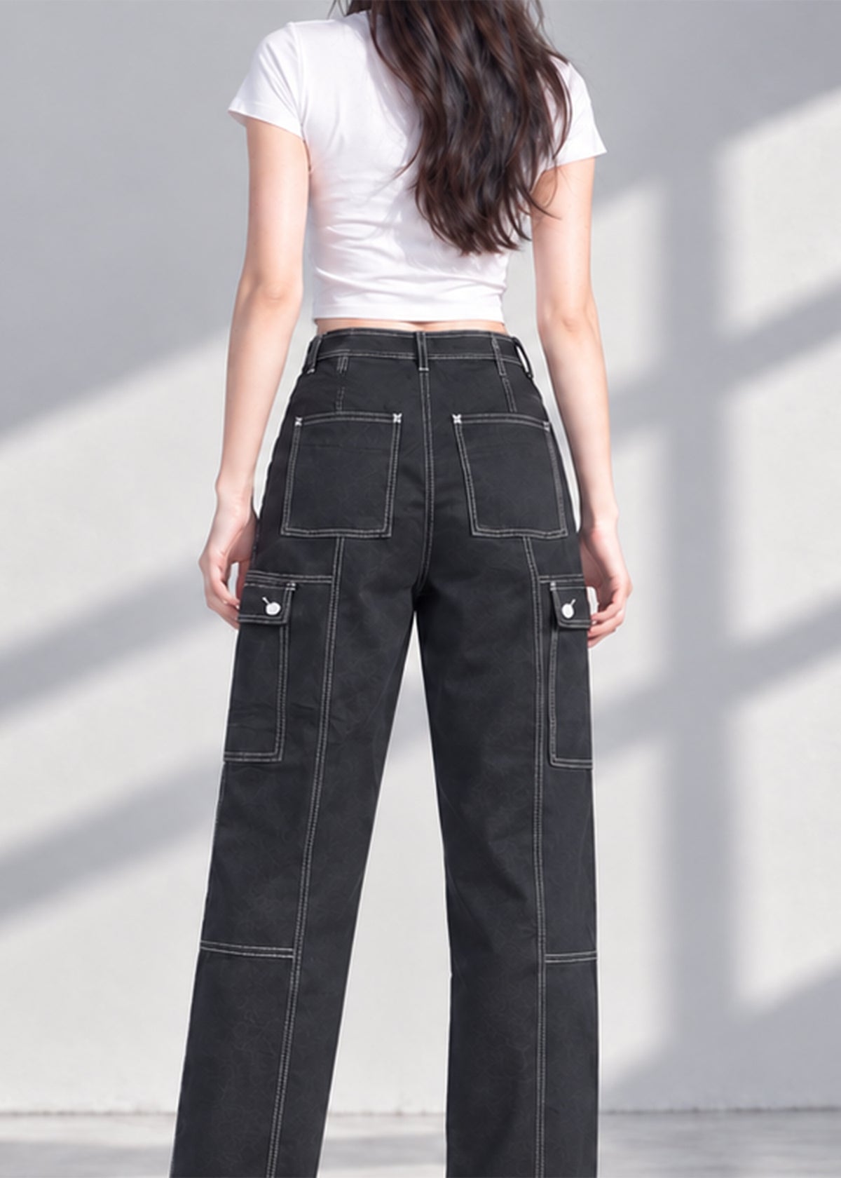 Anthropologie-Women Cotton Cargo Light Stretch Black 807