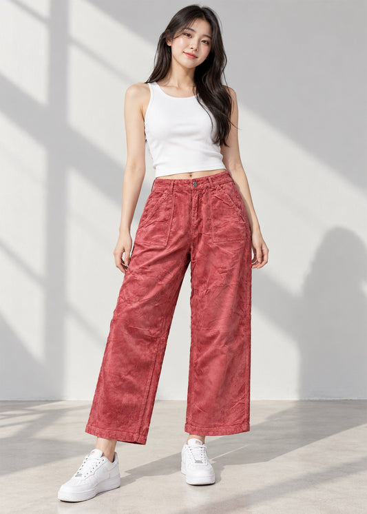 Pilcro Women Straight Fit pants Light stretch Courdray Burnt Red- 806